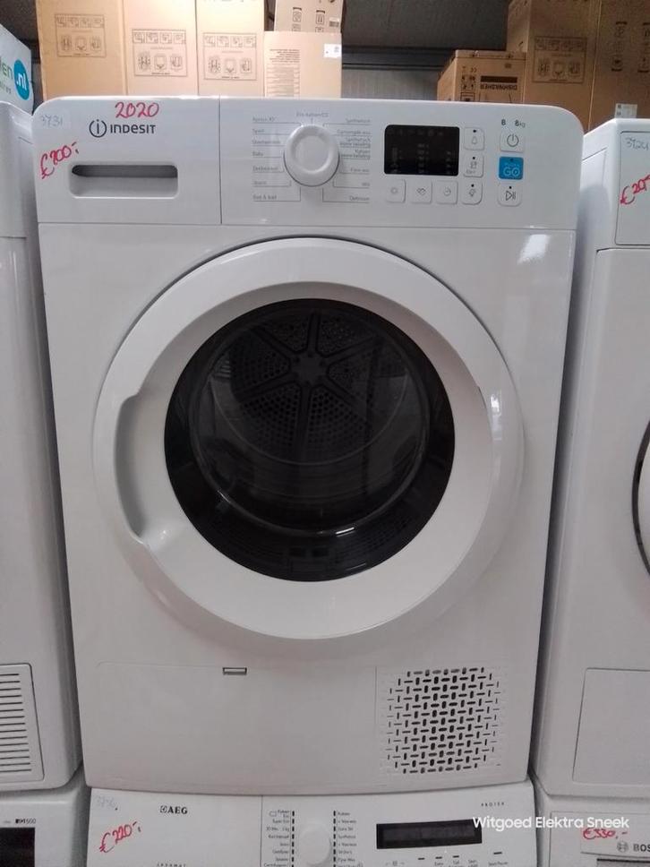 Indesit condensdroger 2020, 3 maand garantie 3731, Witgoed en Apparatuur, Wasdrogers, Refurbished, Condens, Voorlader, 8 tot 10 kg