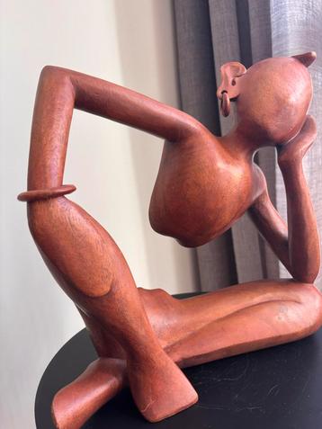 Houten Beeld 'Denker' - Handgesneden, Abstract beschikbaar voor biedingen