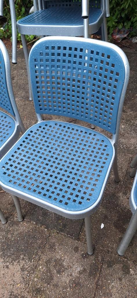 Blauwe depadova tuinstoelen - set van 11, Huis en Inrichting, Stoelen, Gebruikt, Vijf, Zes of meer stoelen, Kunststof, Metaal