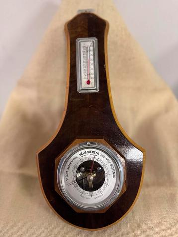 Vintage Wandbarometer met Thermometer - Jaren '60/'80 Hout beschikbaar voor biedingen
