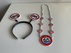 Ketting + diadeem 65 jaar., Ophalen of Verzenden, Zo goed als nieuw, Feestartikel, Verjaardag