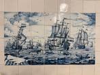 Reproductie tegeltableau walvisjacht voc schepen 91x52cm., Ophalen