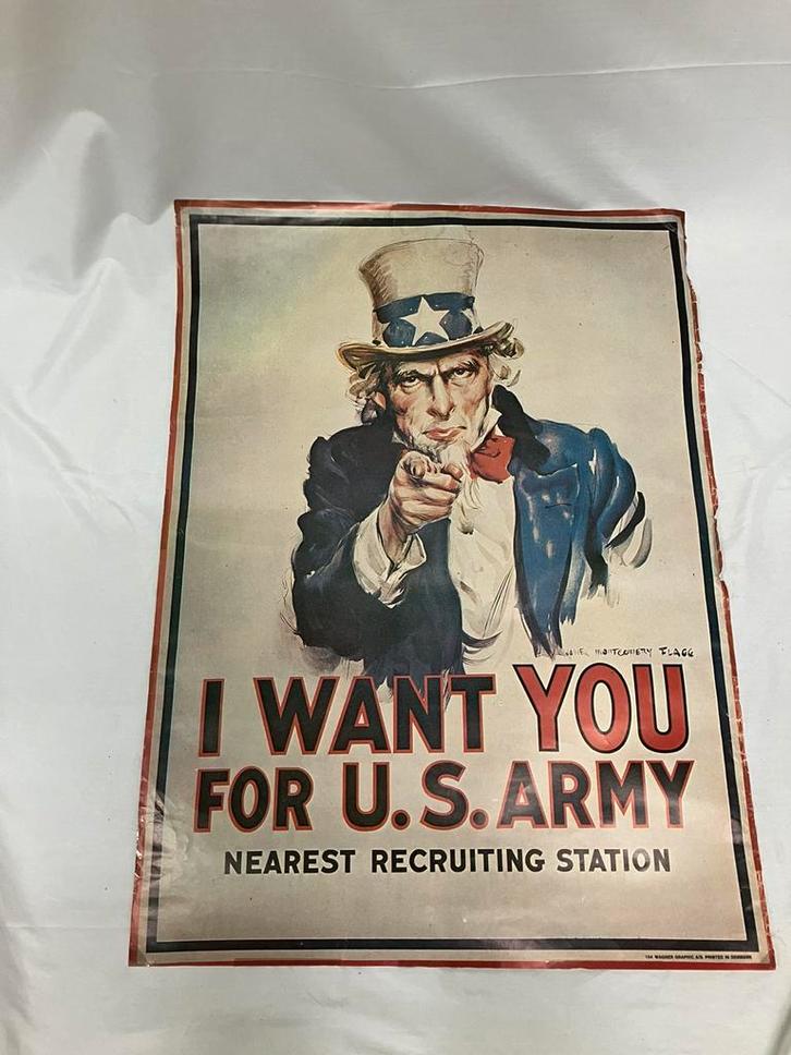 Uncle Sam "I Want You for U.S. Army" wervingsposter, Verzamelen, Posters, Gebruikt, Overige onderwerpen, Rechthoekig Staand, Ophalen of Verzenden
