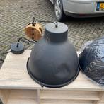 2x Hanglamp Elimo Zwart Mat met Houten Katrol Lamp 40cm, Elimo, Elimo, Elimo, Ophalen of Verzenden