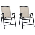 Tuinstoelen inklapbaar 2 st textileen crème, Ophalen of Verzenden, Nieuw, Inklapbaar