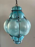 MAG WEG VOOR MAAR €60!!  Unieke antieke blauw lantaarn, Ophalen, Zo goed als nieuw, Glas, 50 tot 75 cm