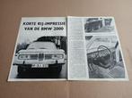Test (uit oud tijdschrift) BMW 2000 (1966), Auto's, Gebruikt, Verzenden