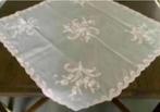 Wit - roze dekservet, laken bloemen golf-rand; 80 x 80 cm, Ophalen of Verzenden, Zo goed als nieuw, Vierkant, Binnen
