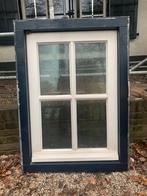 Spijl raam met kozijn 78x106cm hardhout compleet, Raamkozijn, Zo goed als nieuw, Inclusief glas, 75 tot 150 cm