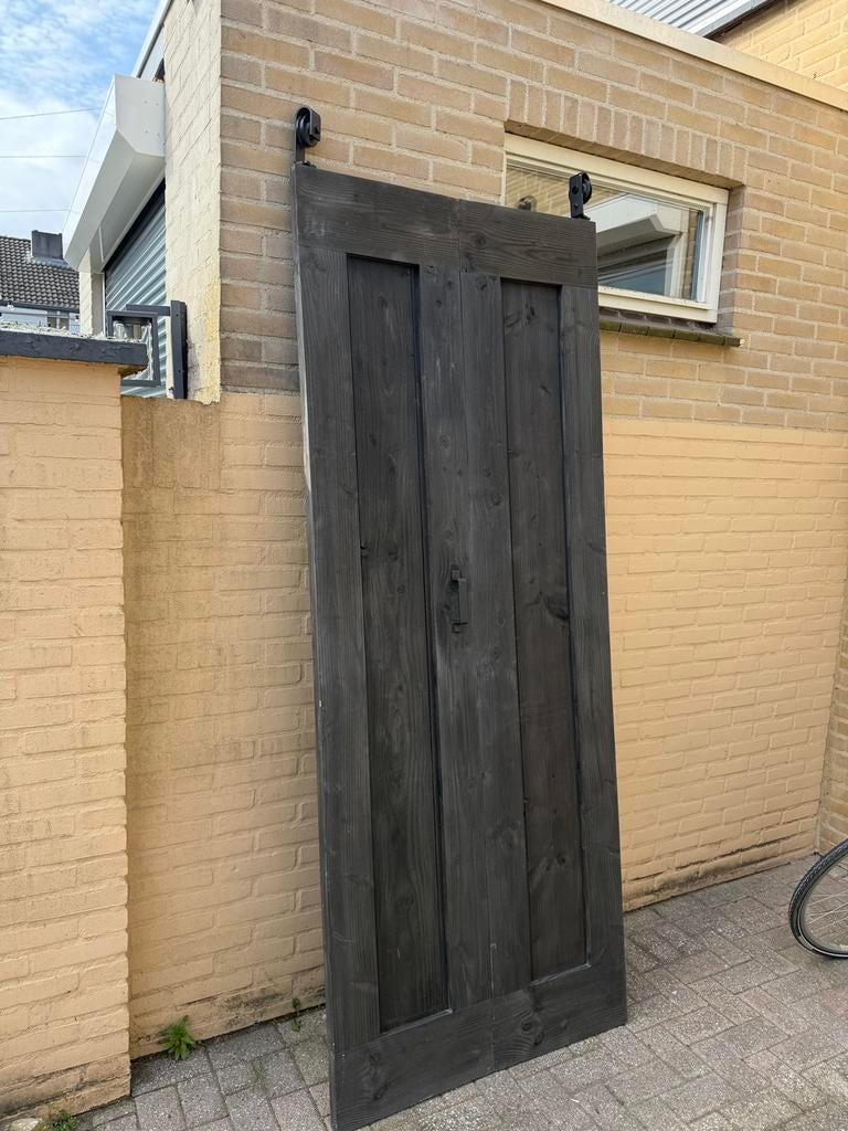 Schijf/klap deur hout, Doe-het-zelf en Verbouw, Deuren en Horren, Ophalen, Binnendeur, Zo goed als nieuw, 200 tot 215 cm