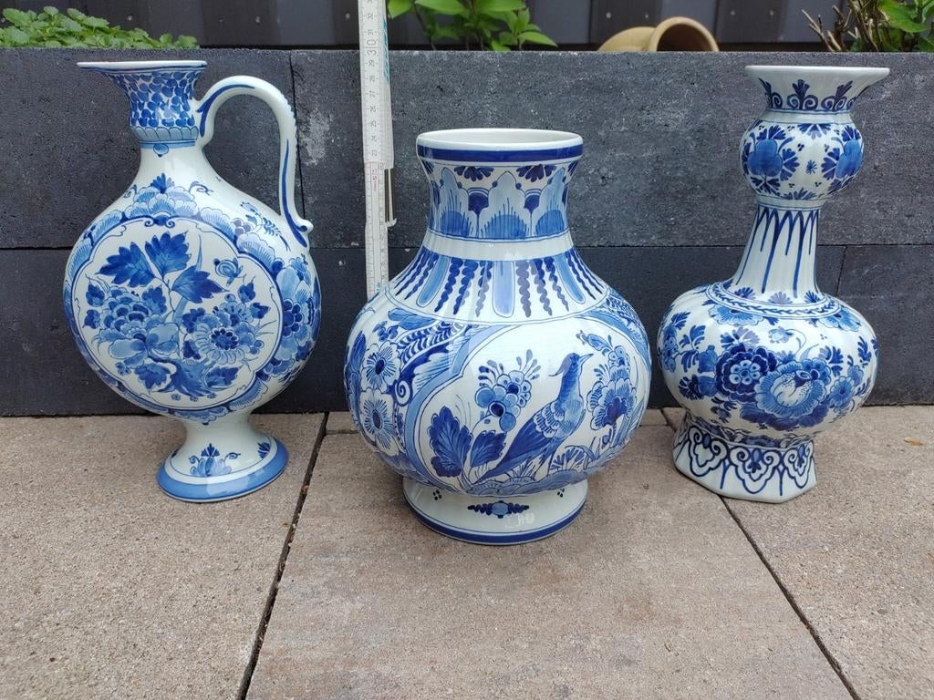 3 vazen van de porseleinen fles., Blauw, Aardewerk of Porselein, Ophalen of Verzenden, Zo goed als nieuw
