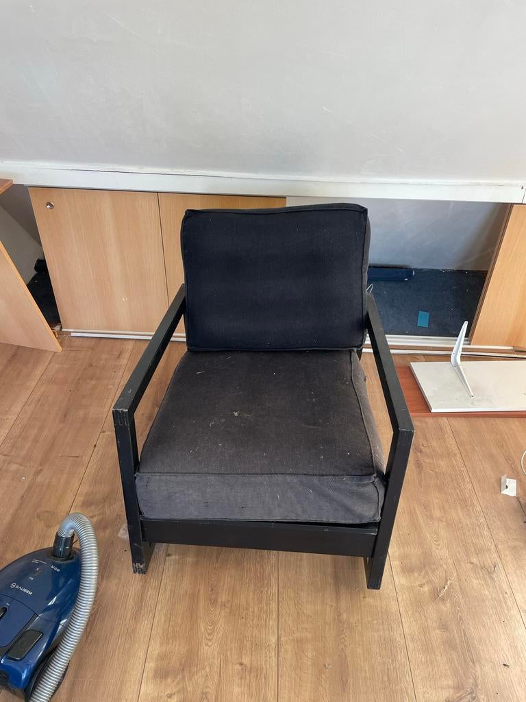 IKEA Lillberg schommelstoel met zwarte kussens, Huis en Inrichting, Stoelen, Ophalen, Gebruikt, Zwart, Eén
