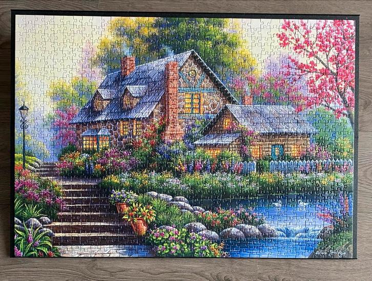 Ravensburger Legpuzzel 1000 Stukjes - Cottage Tuin, Hobby en Vrije tijd, Denksport en Puzzels, Gebruikt, Legpuzzel, 500 t/m 1500 stukjes