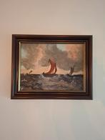 Schilderij: Schepen op woelige zee, Antiek en Kunst, Kunst | Schilderijen | Klassiek, Ophalen of Verzenden