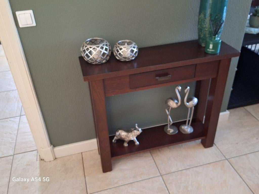 Side table massief eiken, Huis en Inrichting, Ophalen, 25 tot 50 cm, Rechthoekig, Eikenhout