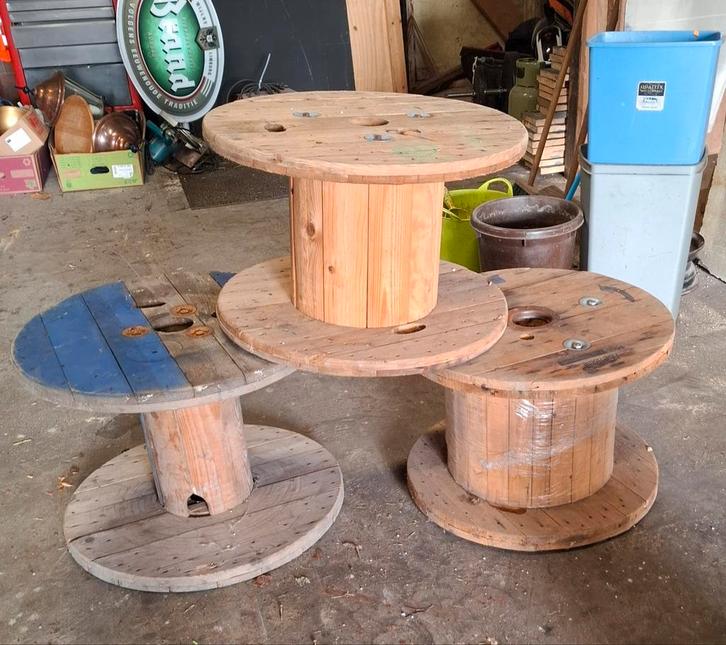 3 Houten haspels - decoratief of voor opslag, Huis en Inrichting, Tafels | Salontafels, Gebruikt, Minder dan 50 cm, 50 tot 100 cm