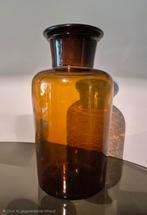 Antieke apothekers pot fles met stop bruin glas vintage vaas, Overige kleuren, Ophalen of Verzenden, Minder dan 50 cm, Glas