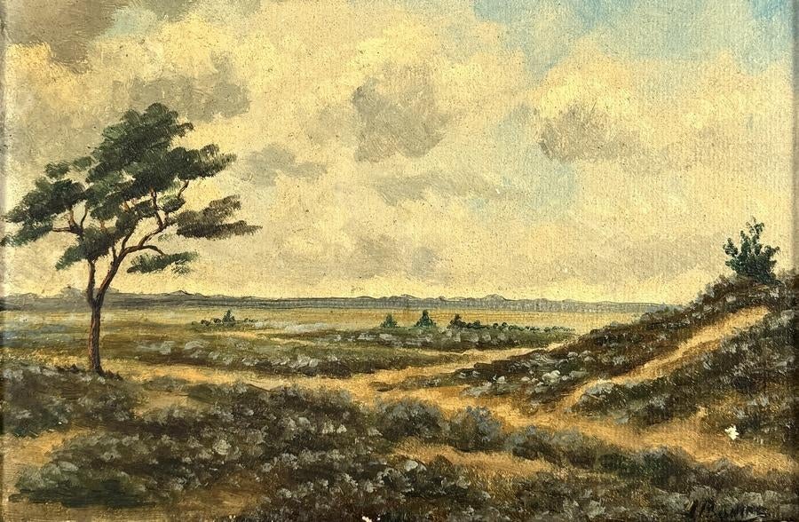 1395. Olieverfschilderij, Johan Buning – Landschap, ca.1940, Antiek en Kunst, Kunst | Schilderijen | Klassiek, Ophalen of Verzenden