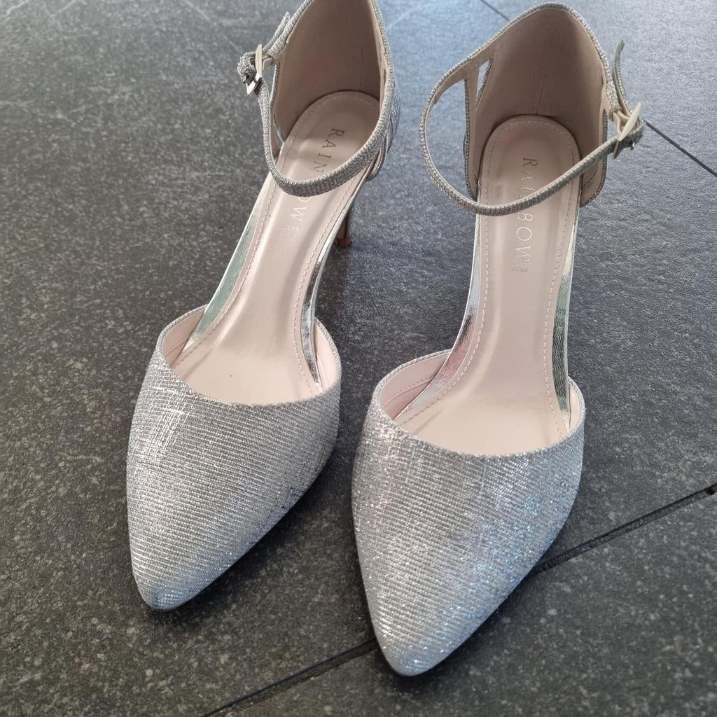 Bruids schoenen maat 39/6 & clutch - Zilver metallic, Overige kleuren, Rainbow Sarina, Schoenen, Ophalen of Verzenden