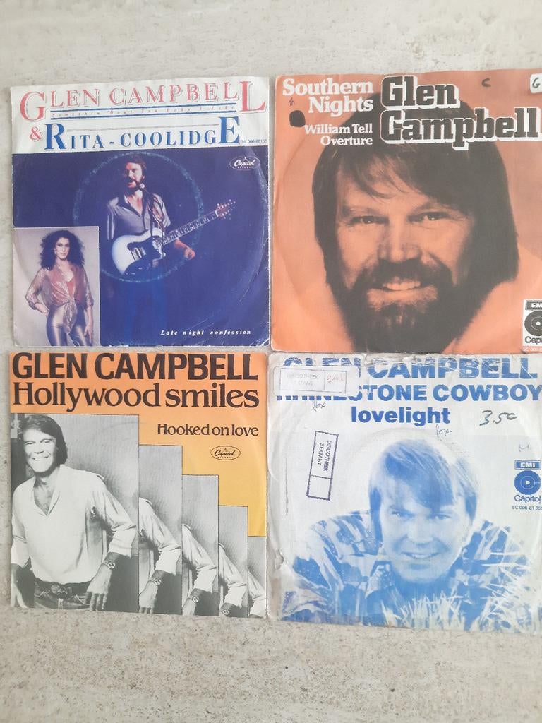 4x vinyl singels van Glen Cambell, Ophalen of Verzenden, Zo goed als nieuw, Overige formaten