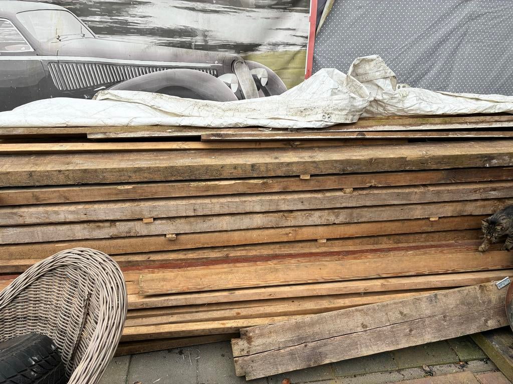 Partij balken 10x22 diverse lengtes, meeste 4.80m, Doe-het-zelf en Verbouw, Hout en Planken, Gebruikt, Ophalen of Verzenden, Balk