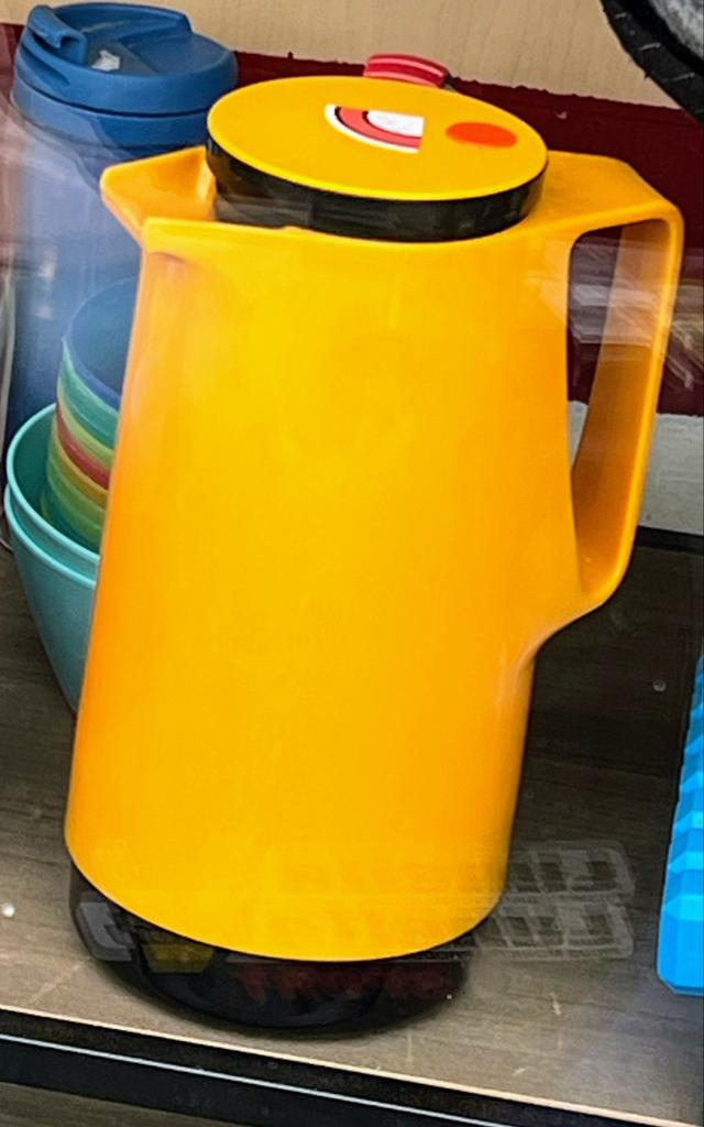 Gele Thermoskan met Handvat - Vintage Stijl, Ophalen of Verzenden, Gebruikt