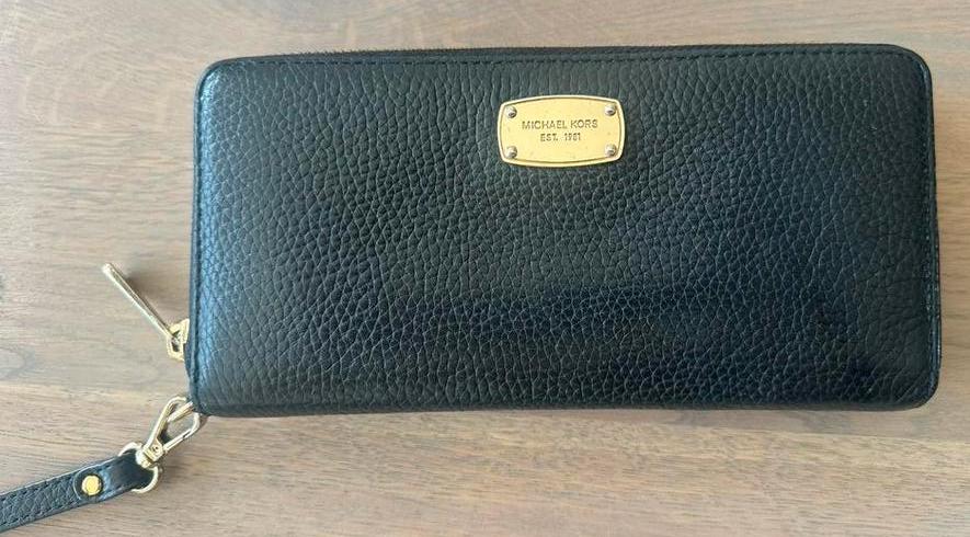 Michael Kors portemonnee, zwart leder, prachtig!, Sieraden, Tassen en Uiterlijk, Portemonnees, Ophalen of Verzenden, Zo goed als nieuw