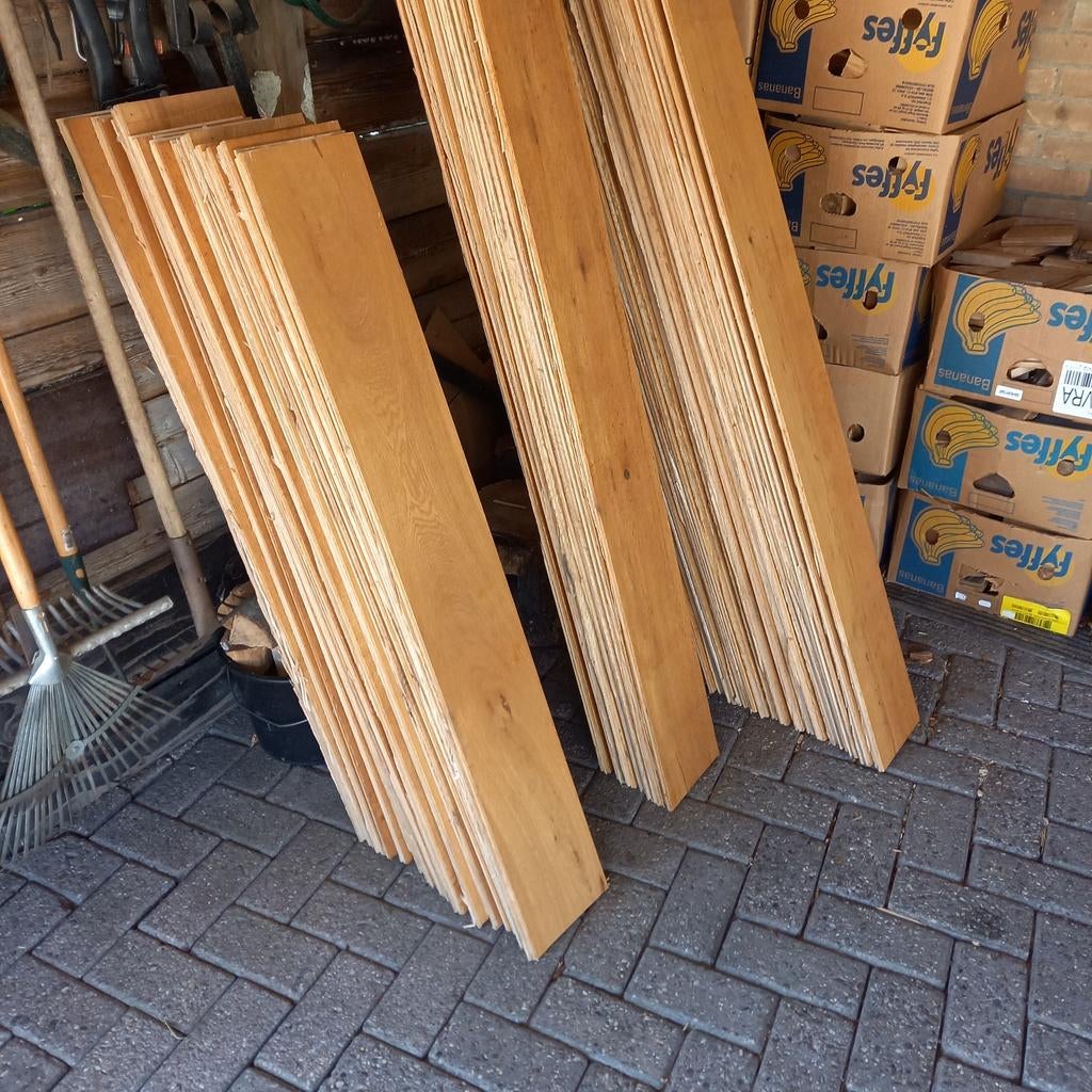 Massief eiken planken., Doe-het-zelf en Verbouw, Hout en Planken, Ophalen, Gebruikt, Eiken, Plank