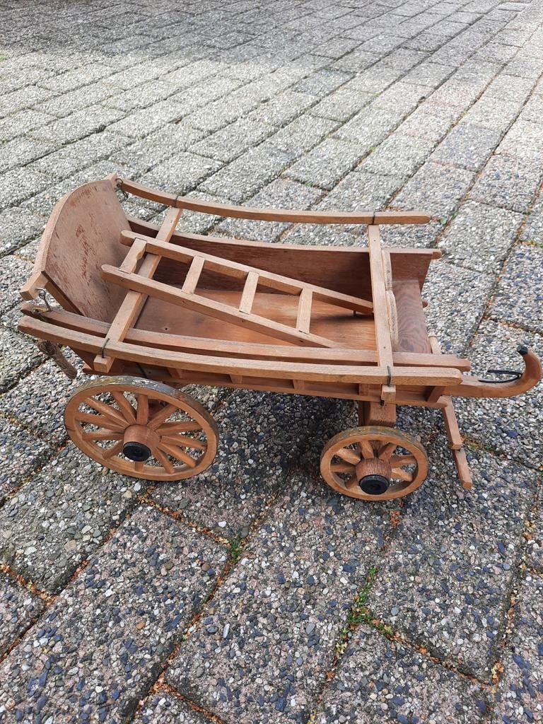 Handgemaakte houten boerenkar - Decoratief, Ophalen of Verzenden