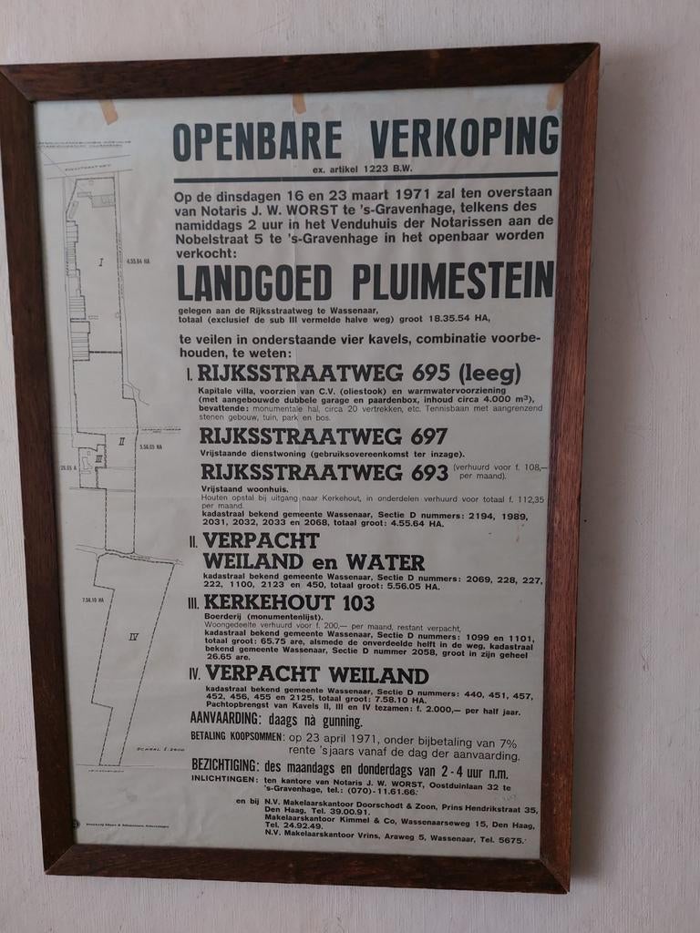 Uni nike poster veiling Landgoed Pluimenstein 1971, Ophalen