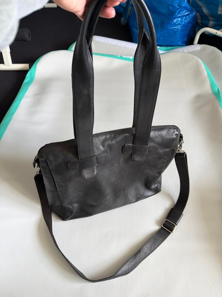 Saccoo Leren Zwarte Laptoptas - Stijlvol & Functioneel, Ophalen of Verzenden, Gebruikt, Zwart, Overige typen