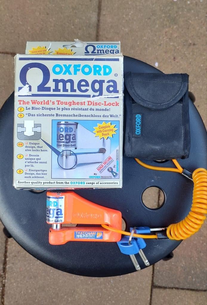 Oxford Omega schijfremslot voor motor met hoesje, Motoren, Accessoires | Sloten, Ophalen, Gebruikt