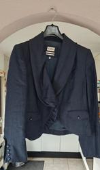 Een donker blauwe linnen mantelpak van Scarva, Kostuum of Pak, Blauw, Scarva, Maat 46/48 (XL) of groter