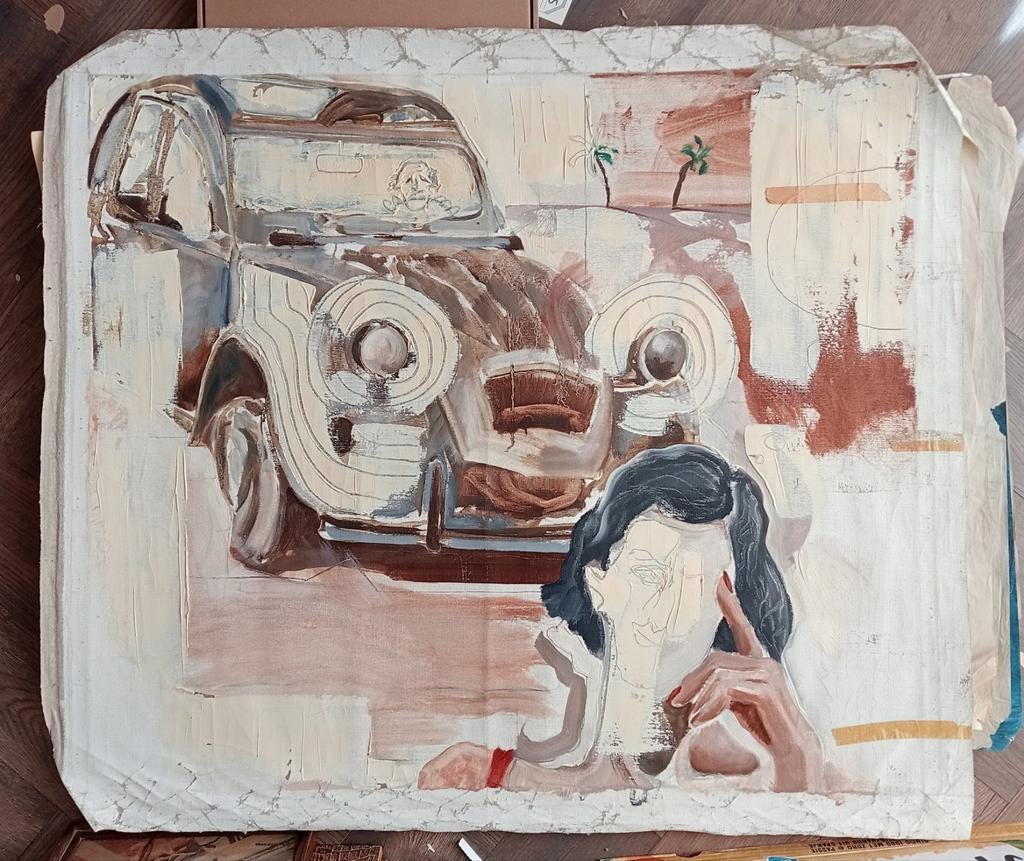 Schilderij 2CV Citroën Eend 20e eeuw, Ophalen of Verzenden