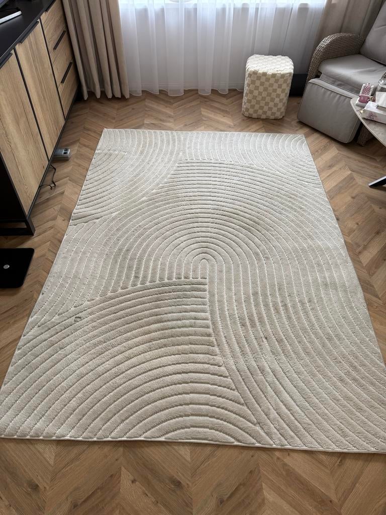 Flycarpets Eliora Japandi vloerkleed crème laagpolig, Ophalen, 150 tot 200 cm, 200 cm of meer, Zo goed als nieuw