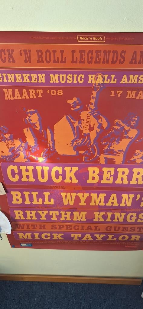 Chuck Berry, Bill Wyman's Rhythm Kings Concert Poster, Ophalen of Verzenden, Gebruikt, Overige typen