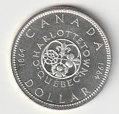 1  dollar  1964  Canada. km. 58  unc, Ophalen of Verzenden, Noord-Amerika, Losse munt, Zilver