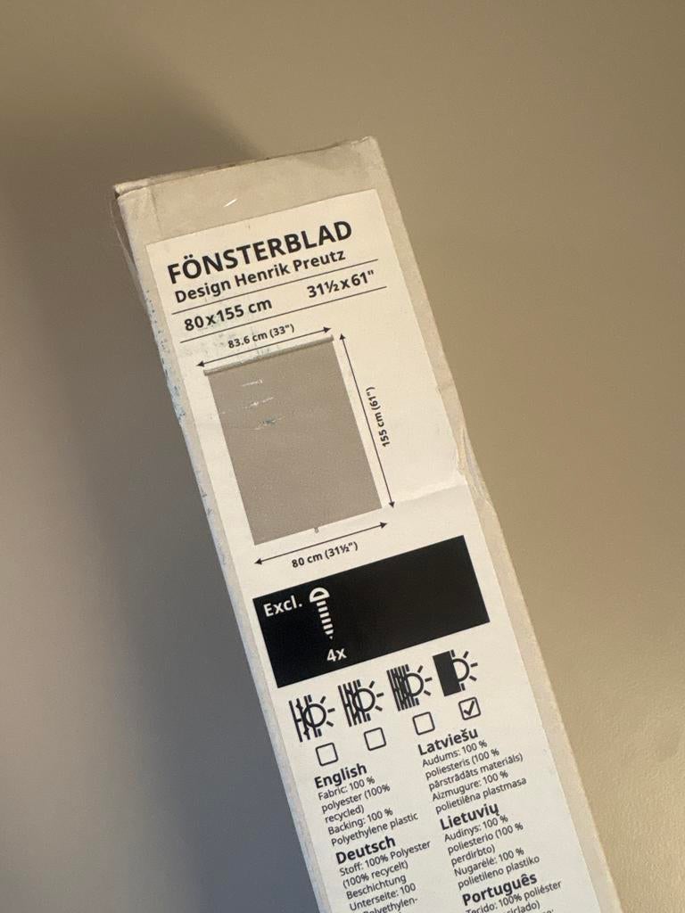 IKEA FÖNSTERBLAD Rolgordijn 80x155 cm - Nieuw, Ophalen, Nieuw, 50 tot 100 cm, Grijs
