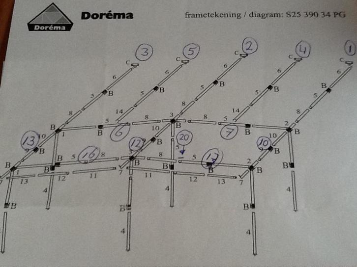 Frametekening voor frame dorema voortent caravan, Caravans en Kamperen, Caravan accessoires, Nieuw, Ophalen