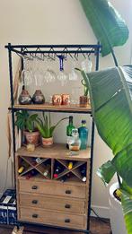 Wijnkast hout industrieel, Huis en Inrichting, Woonaccessoires | Wijnrekken, Ophalen, 5 tot 15 flessen, Zo goed als nieuw, 75 cm of meer