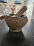 Vintage robuuste stenen vijzel met stamper, Ophalen of Verzenden