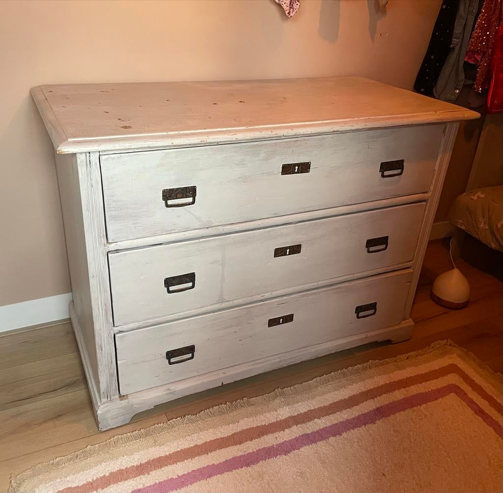 Oud grenen commode/ladekast, Ophalen, Gebruikt, 100 tot 150 cm, Eikenhout