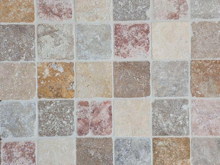 Mix colour travertin dambord 10x10x1 vloer/wandtegel, Doe-het-zelf en Verbouw, Tegels, Nieuw, Vloertegels, Keramiek, Minder dan 20 cm