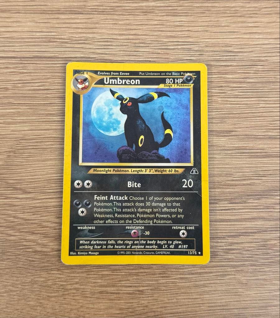 Umbreon Pokémon kaart - Neo Discovery 13/75, Hobby en Vrije tijd, Verzamelkaartspellen | Pokémon, Gebruikt, Losse kaart, Ophalen of Verzenden