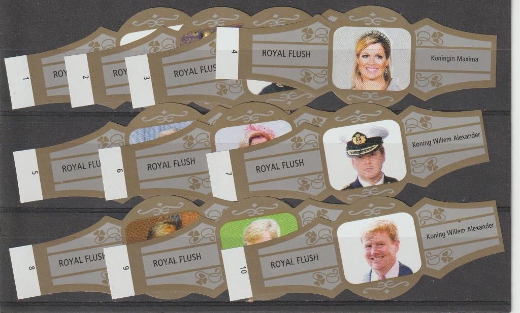 reeks 1879  koning willem  1-10   sigarenbanden, Ophalen of Verzenden, Zo goed als nieuw, Sigarenbandjes