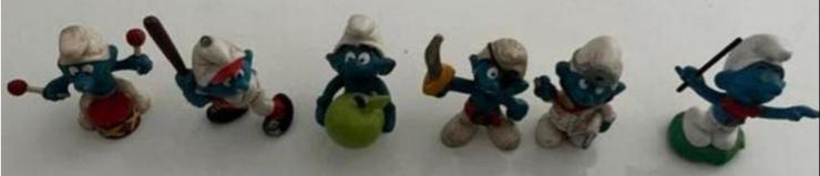 6 Oude Leuke Vintage Blauwe Smurfen - Schleich Peyo Collecti, Verzamelen, Smurfen, Gebruikt, Poppetje, Figuurtje of Knuffel, Verschillende Smurfen