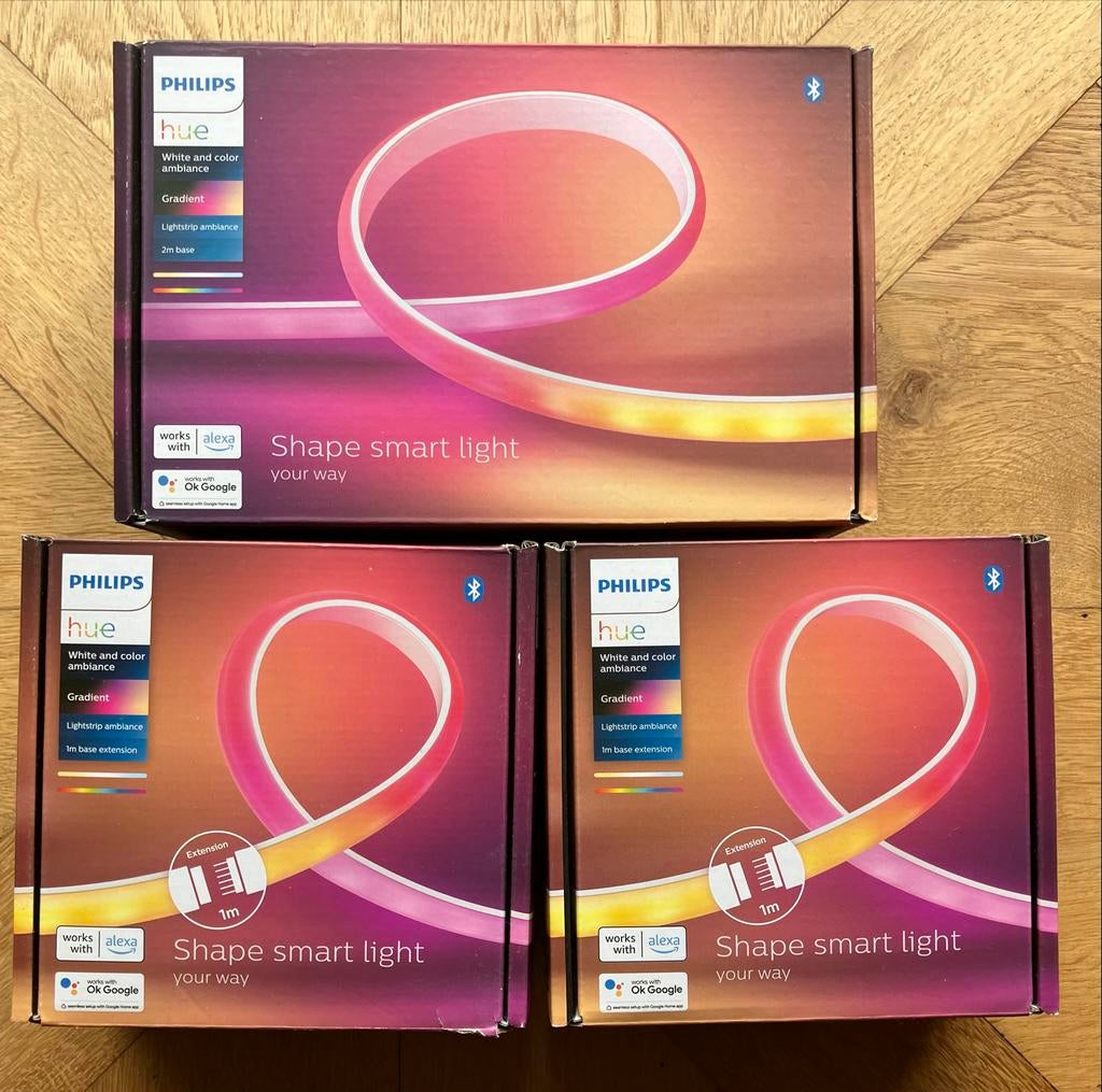 Philips Hue Gradient white color ambience strip+ 3 extensies, Ophalen of Verzenden, Nieuw