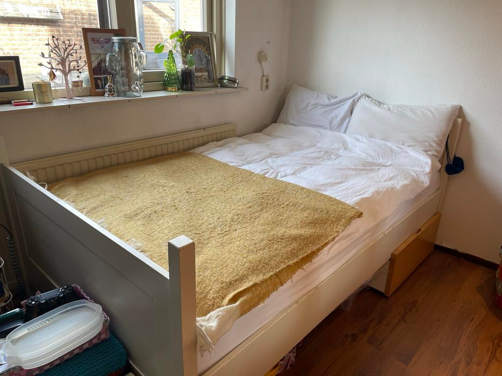 Verstbaar bed (twijfelaar met elektrische Auping bodem), Ophalen, Wit, Twijfelaar, 120 cm