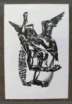 Exlibris R.E. Hanrath (Jan Dik, 1968) (naakt, man, vogel), Antiek en Kunst, Ophalen of Verzenden