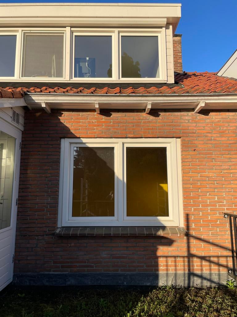 Kunststof kozijn met 2 draai-kiepramen (172x132 cm), Gevelraam of Ruit, Gebruikt, 120 tot 160 cm, Ophalen of Verzenden